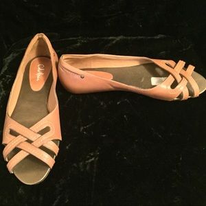 Cole Haan braided peep toe flats.